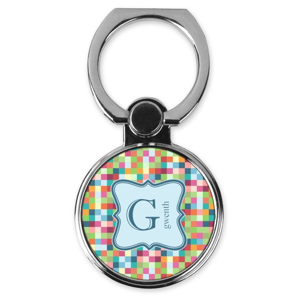 Custom Retro Pixel Squares Cell Phone Ring Stand & Holder (Personalized)