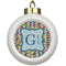 Retro Pixel Squares Ceramic Ball Ornament (Personalized)