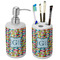 Retro Pixel Squares Ceramic Bathroom Accessories Set (Personalized)