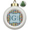 Retro Pixel Squares Ceramic Ball Ornament - Christmas Tree (Personalized)