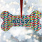 Retro Pixel Squares Ceramic Dog Ornament w/ Name and Initial