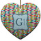 Retro Pixel Squares Ceramic Flat Ornament - Heart (Front)