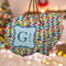 Retro Pixel Squares Ceramic Ornament w/ Name and Initial