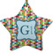 Retro Pixel Squares Ceramic Flat Ornament - Star (Front)