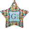 Retro Pixel Squares Star Ceramic Ornament w/ Name and Initial
