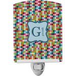 Retro Pixel Squares Ceramic Night Light (Personalized)