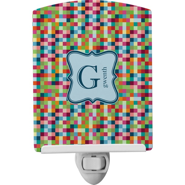 Custom Retro Pixel Squares Ceramic Night Light (Personalized)