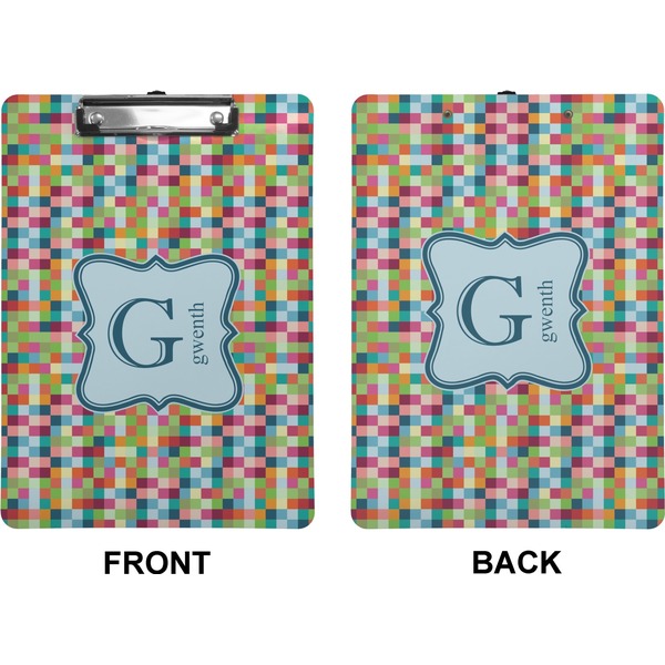 Retro Pixel Squares Clipboard (Letter) (Front + Back)