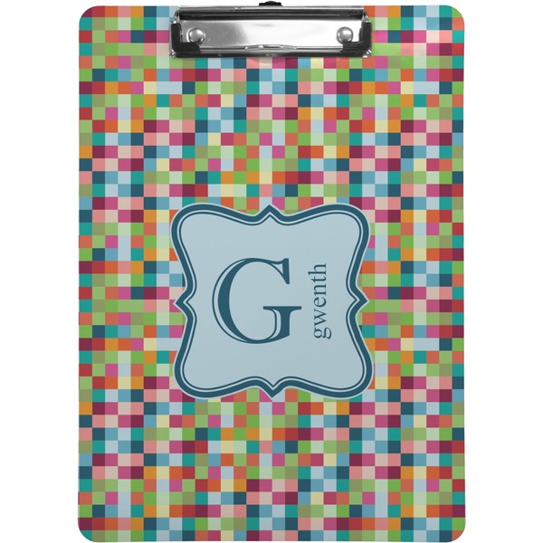 Custom Retro Pixel Squares Clipboard (Letter Size) (Personalized)