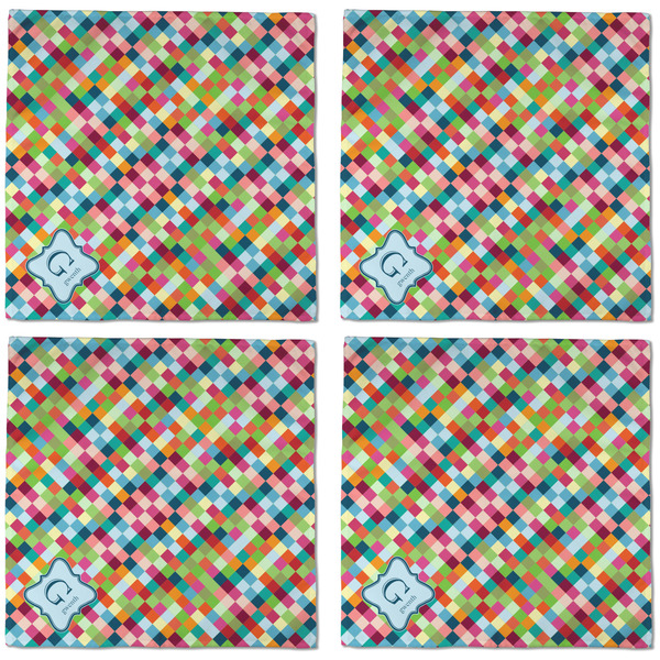 Retro Pixel Squares Cloth Napkins - Personalized Dinner (APPROVAL) Set of 4
