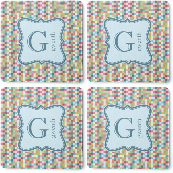 Retro Pixel Squares Coaster Rubber Back - Apvl