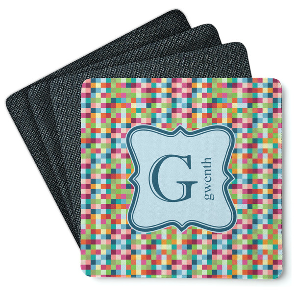 Retro Pixel Squares Coaster Rubber Back - Main