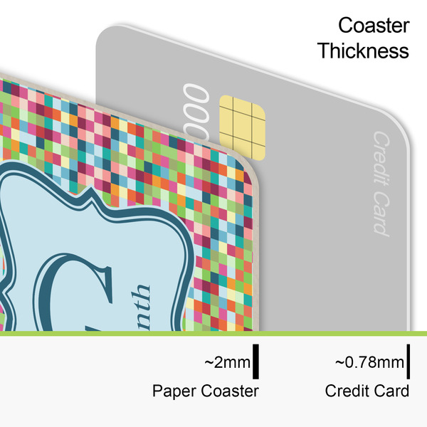 Retro Pixel Squares Coaster Thickness