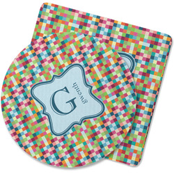 Retro Pixel Squares Rubber Backed Coaster (Personalized)