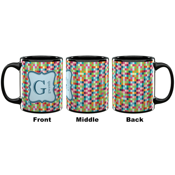 Retro Pixel Squares Coffee Mug - 11 oz - Black APPROVAL