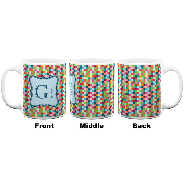 Retro Pixel Squares Coffee Mug - 11 oz - White APPROVAL