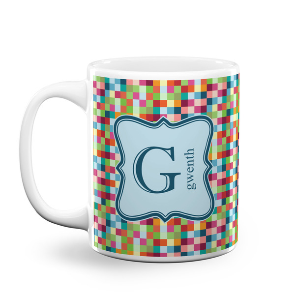 Custom Retro Pixel Squares Coffee Mug (Personalized)