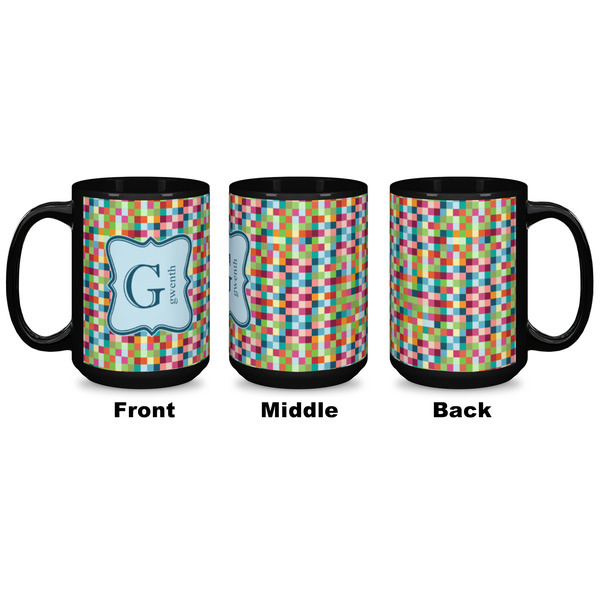 Retro Pixel Squares Coffee Mug - 15 oz - Black APPROVAL