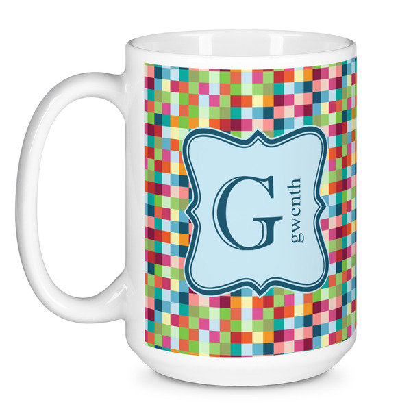Retro Pixel Squares Coffee Mug - 15 oz - White