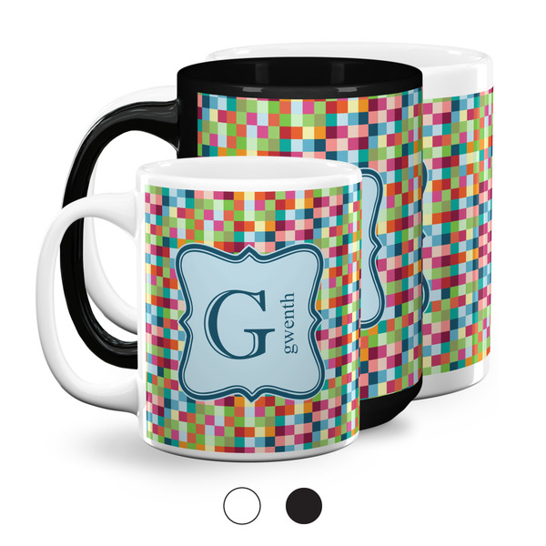 Retro Pixel Squares Coffee Mugs Main