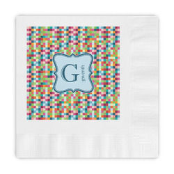 Retro Pixel Squares Embossed Decorative Napkins (Personalized)