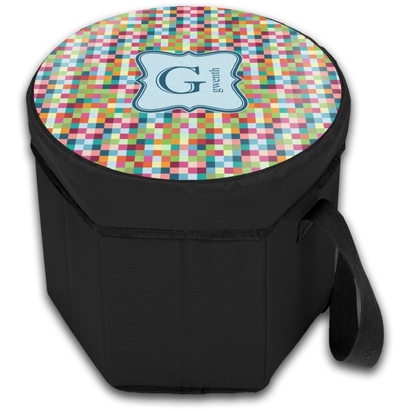 Retro Pixel Squares Collapsible Personalized Cooler & Seat (Closed)