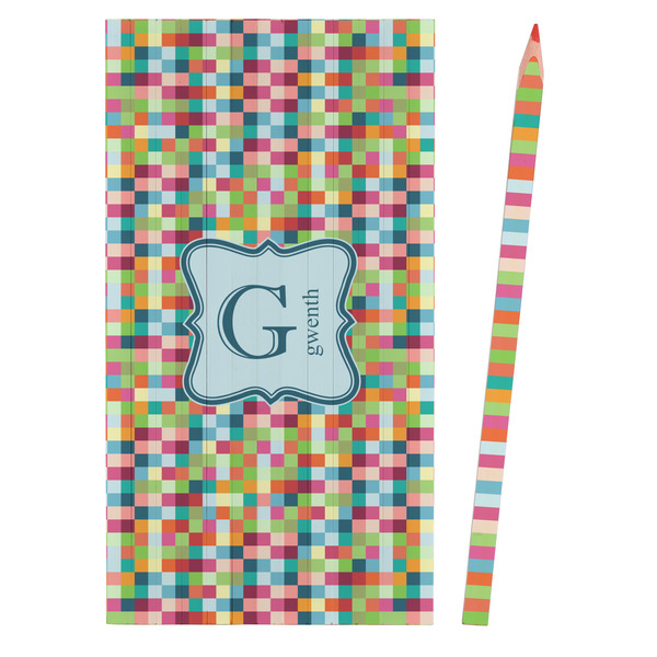 Retro Pixel Squares Colored Pencils - Front View