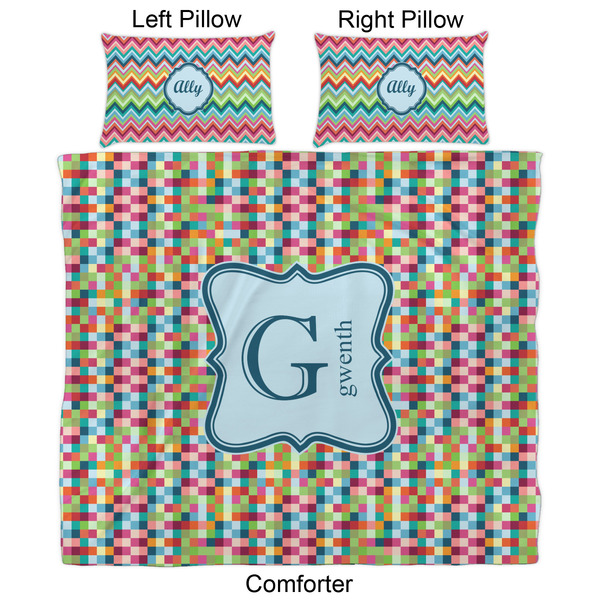 Retro Pixel Squares Comforter Set - King - Approval