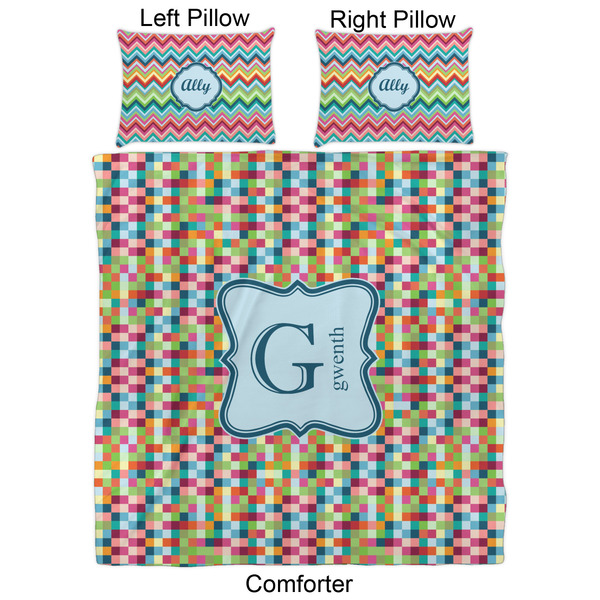 Retro Pixel Squares Comforter Set - Queen - Approval