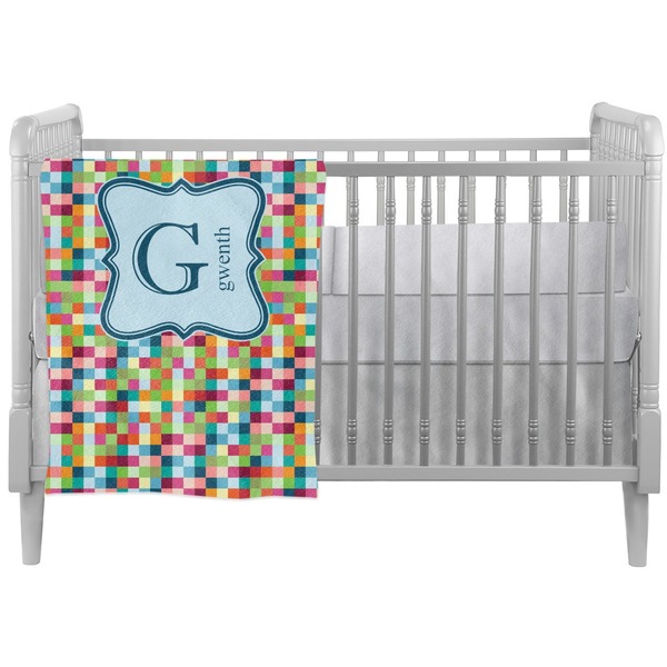 Custom Retro Pixel Squares Crib Comforter / Quilt (Personalized)