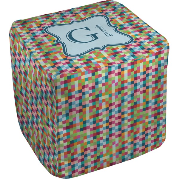 Custom Retro Pixel Squares Cube Pouf Ottoman - 18" (Personalized)