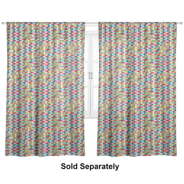 Retro Pixel Squares Curtains