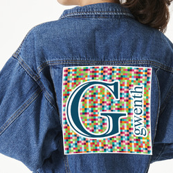 Retro Pixel Squares Twill Iron On Patch - Custom Shape - 3XL (Personalized)