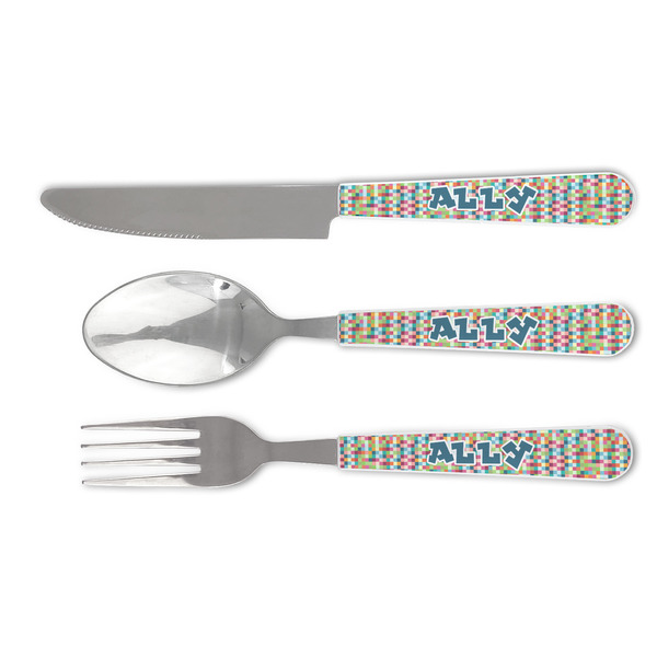 Custom Retro Pixel Squares Cutlery Set (Personalized)