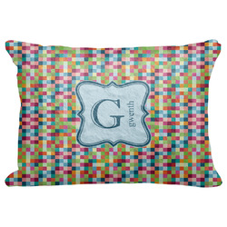 Retro Pixel Squares Decorative Baby Pillowcase - 16"x12" w/ Name and Initial