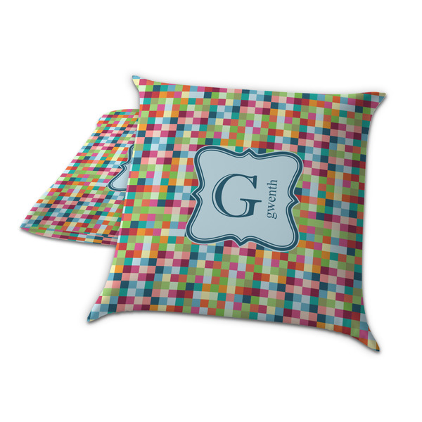 Retro Pixel Squares Decorative Pillow Case - TWO