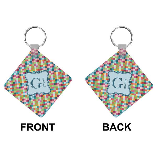 Retro Pixel Squares Diamond Keychain (Front + Back)