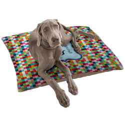 Retro Pixel Squares Dog Bed - Large w/ Name and Initial