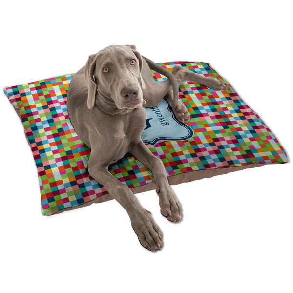 Retro Pixel Squares Dog Bed - Large LIFESTYLE