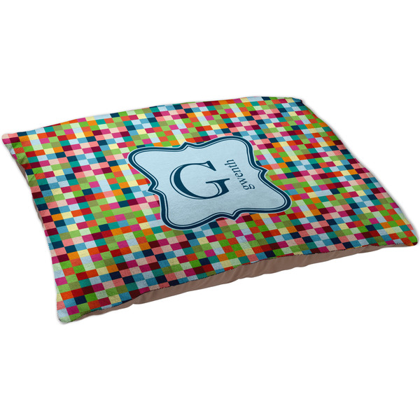 Retro Pixel Squares Dog Bed - Large