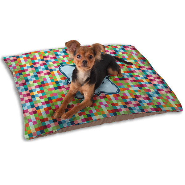 Custom Retro Pixel Squares Dog Bed - Small w/ Name and Initial