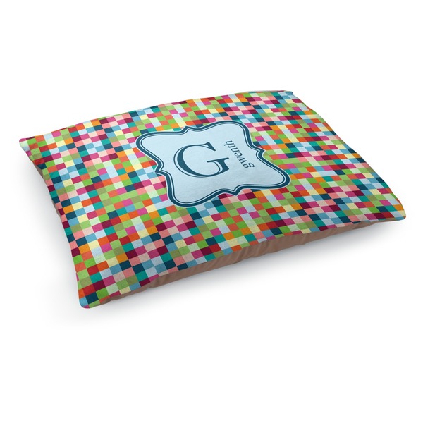 Custom Retro Pixel Squares Dog Bed - Medium w/ Name and Initial