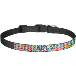 Retro Pixel Squares Dog Collar - Large (Personalized)