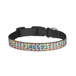 Retro Pixel Squares Dog Collar - Large (Personalized)