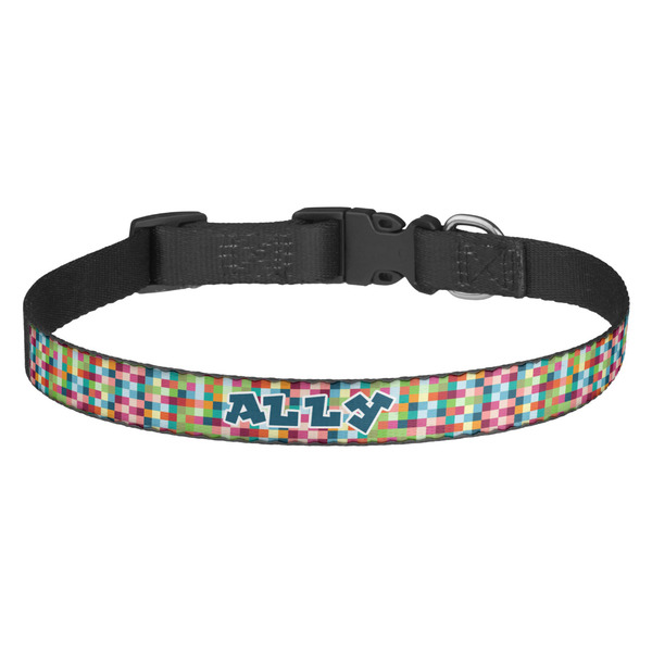 Custom Retro Pixel Squares Dog Collar - Medium (Personalized)