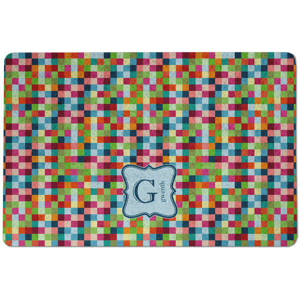 Retro Pixel Squares Dog Food Mat - Small without bowls