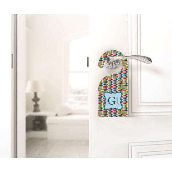 Retro Pixel Squares Door Hanger - LIFESTYLE