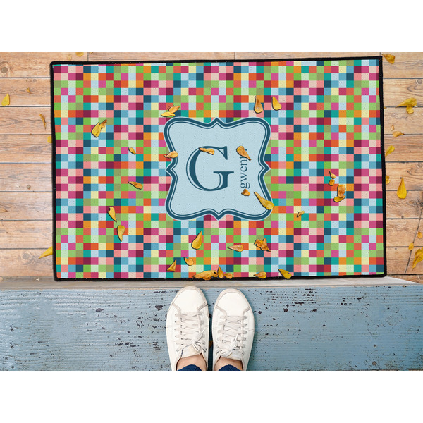 Retro Pixel Squares Door Mat - LIFESTYLE (Med)