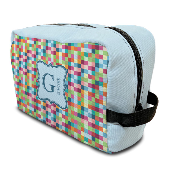 Custom Retro Pixel Squares Toiletry Bag / Dopp Kit (Personalized)