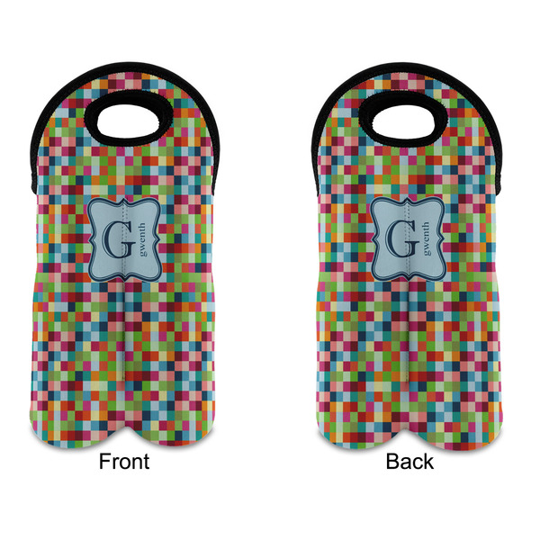 Retro Pixel Squares Double Wine Tote - APPROVAL (new)